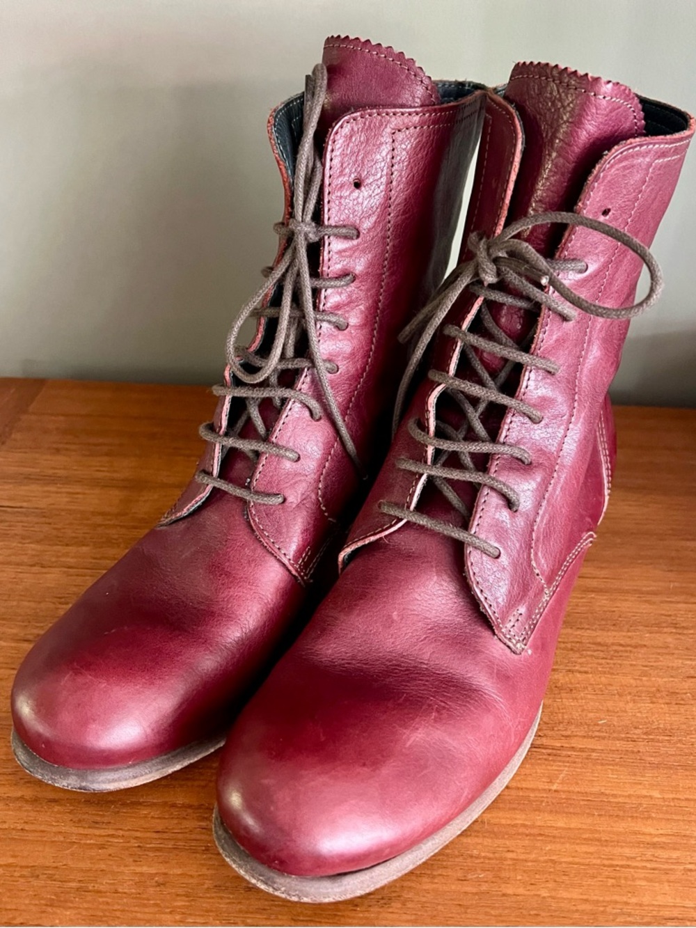 Fiorentini + Baker Burgundy  Leather lace-up boots with full leather lining